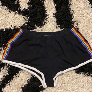 black rainbow booty shorts